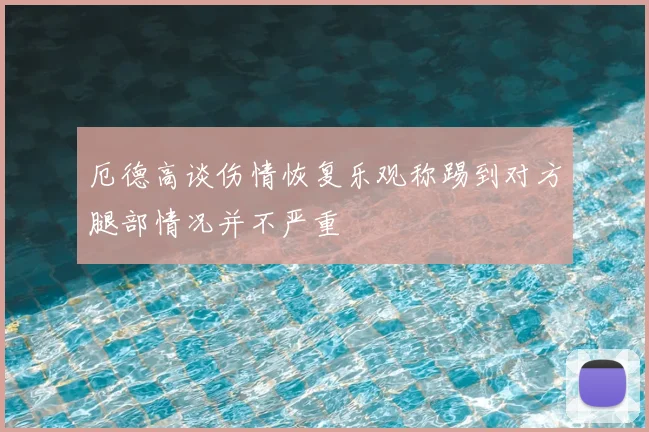 厄德高谈伤情恢复乐观称踢到对方腿部情况并不严重
